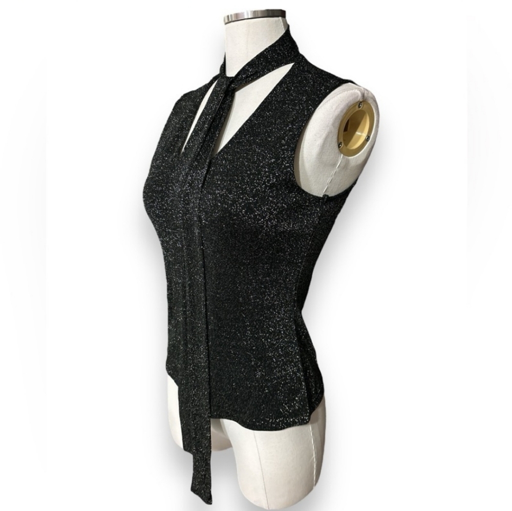THE LIMITED Metallic Knit Tie Neck Top NWOT !!